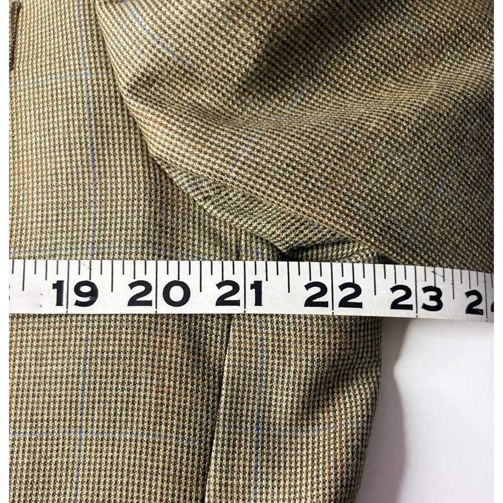 Lauren Ralph Lauren Sport Coat Blazer 44R Tan‎ Windowpane Silk Linen Wool Jacket - Picture 10 of 13